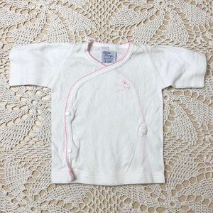 Vintage 1980s Little Things Baby Girl 6-12 Months Cotton Cross Front Lamb Shirt